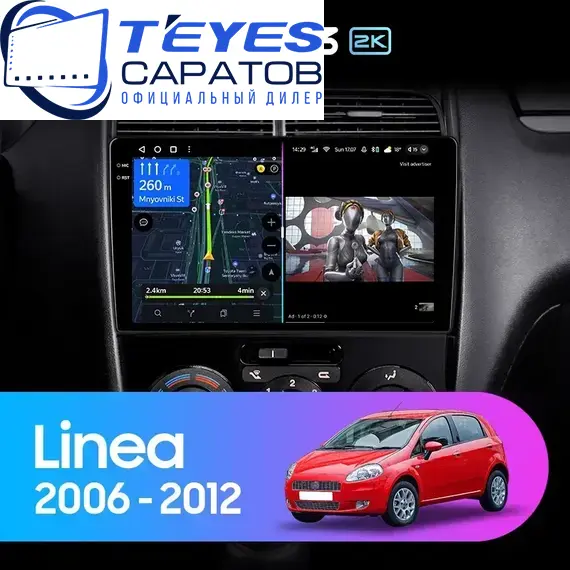 Штатная магнитола TEYES CC3 2K 4/64 9.5" для FIAT Linea 2007-2013