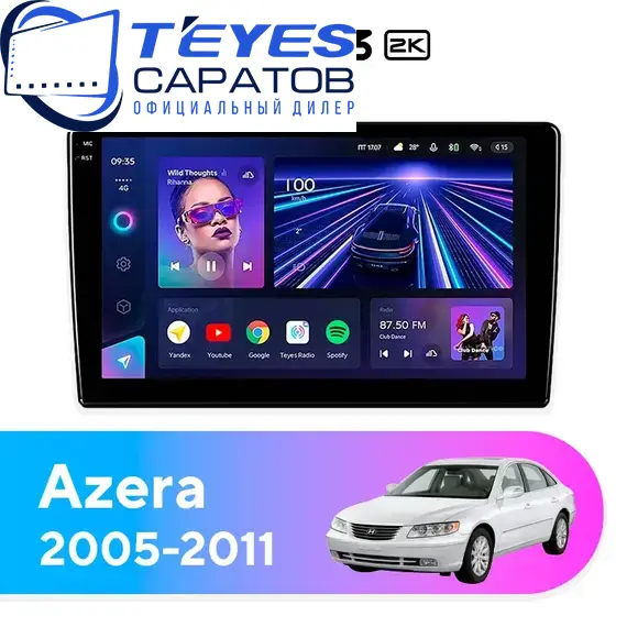 Штатная магнитола TEYES CC3 2K 4/64 9.5" для Hyundai Azera 2005-2011